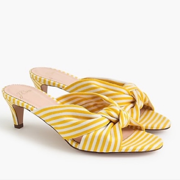 J. Crew knotted, striped, heel sandals; yellow and white stripes. - Picture 5 of 5